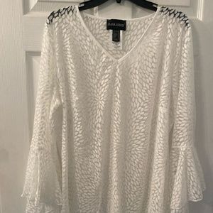Frank Lyman Design Sheer V-Neck Pullover Size 18